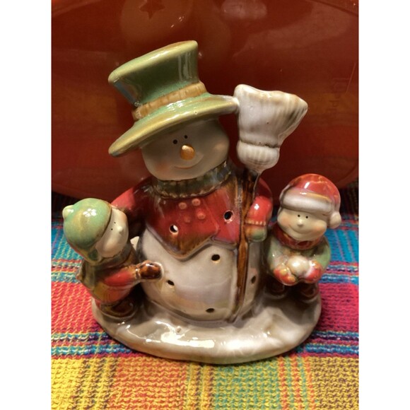 Yankee Candle Snowman &Kids Tea Light Candle Holder by Ronnie Walter Vintage - Picture 1 of 10